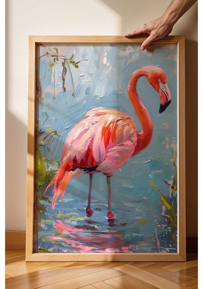 Flamingo Yağlı Boya Çerçeveli Tablo - Pop Art Poster Tablo