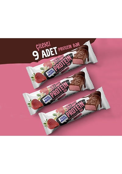Trio Move Çikolata Kaplamalı Protein Bar - Çilekli Ve Sütlü Çikolatalı 9 x 50 G