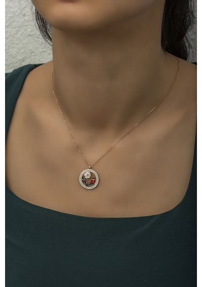 Nereze 925 Ayar Gümüş Manolya Çiçeği Uğur Böceği Kolye