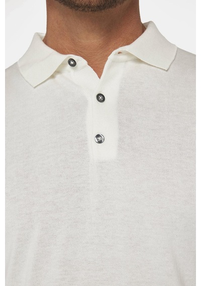 Tudors Erkek Slim Fit Dar Kesim Pamuklu Örme Triko Beyaz Polo Yaka Tişört-27312 Beyaz