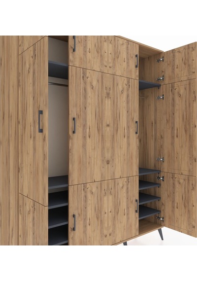 Hyperion Gardrop 10 Raflı 12 Kapaklı 2 Askılı 176x44x221 Çam-çam/antrasit Çam/antrasit Hyperion Gardrop 10 Raflı 12 Kapaklı 2 Askılı 176x44x221 Çam-çam/antrasit Çam/antrasit