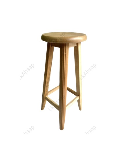 Ayrex Ahşap Bar Taburesi, Ahşap Renk 28-29 Cm Oturum Çapı, 80 Cm Yükseklik, Kayın Ağacı, Vernikli Diğer