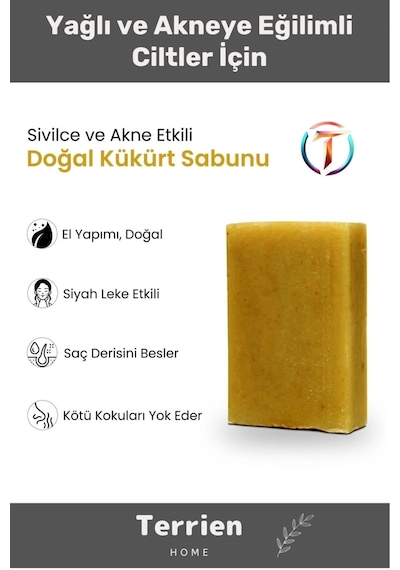 Home Serisi El Yapımı Doğal Bitkisel 1 Adet Siyah Leke Sivilce Akne Etkili Cilt Bakımı Kükürt Sabunu Karışık