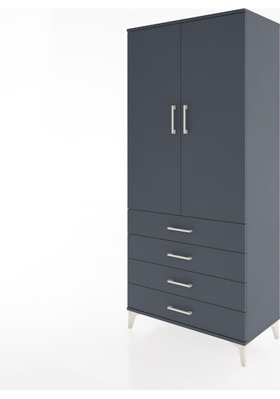 Hyperion Dolap 2 Raflı 4 Çekmeceli Tek Askılı 88x44x195 Antrasit-antrasit Antrasit
