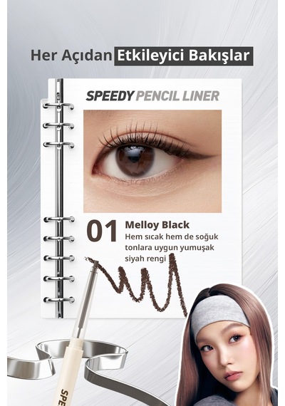 Suya Dayanıklı Kolay Kullanım Sunan Göz Kalemi Perıpera Speedy Pencil Liner 1 Melloy Black Diğer
