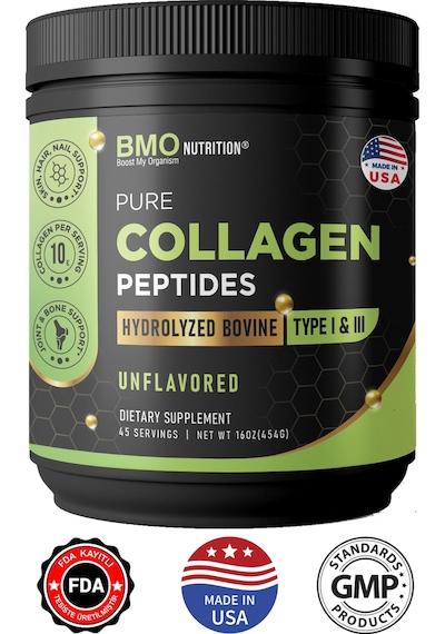 Bmo Nutrition Hidrolize Sığır Kolajeni Tozu Tip 1-3 Collagen Saf-Aromasız-Cilt Saç Tırnak Eklem Diyet Destek 45 Gün