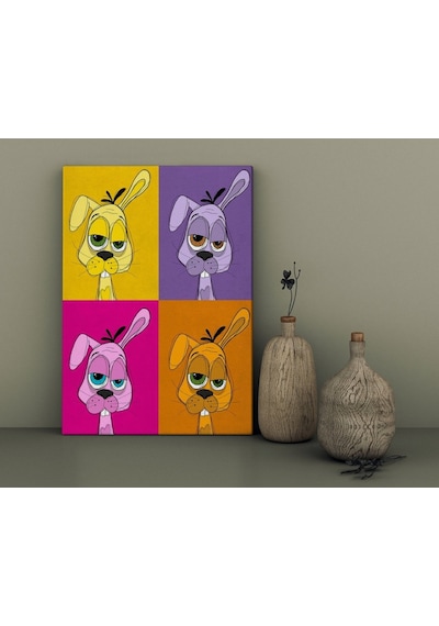 Bk Home Drunken Rabbit Multi Color Tasarımlı Kanvas Tablo 30X50Cm