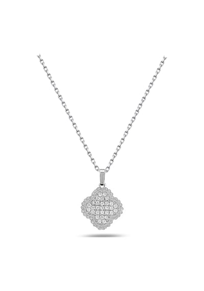Brezza Lusso Jewelry Timeless Series Zirkon Taşlı Gümüş Zarif Yaprak Kolyesi Gümüş