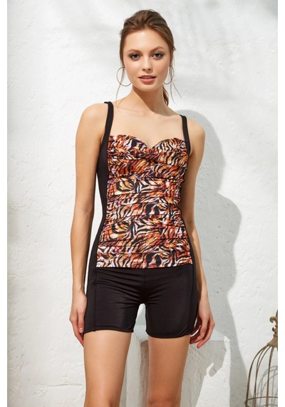Pierre Cardin 221136 Fairy Şortlu Drapeli Balensiz Astarlı Yüzücü Mayo Zebra
