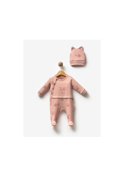 Bubbless Birth Part Kız Bebek Yandan Açmalı Tulum Gül Kurusu