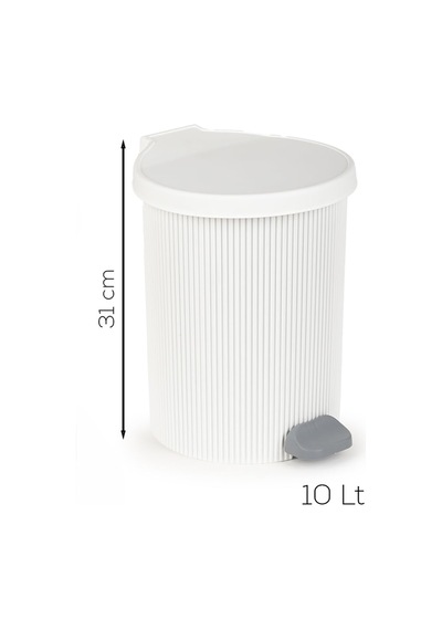 Tr 0706-1 Still 10 Litre Pedallı İç Kovalı Çöp Kovası Beyaz Yuvarlak Banyo Ve Mutfak Çöp Kovası Diğer