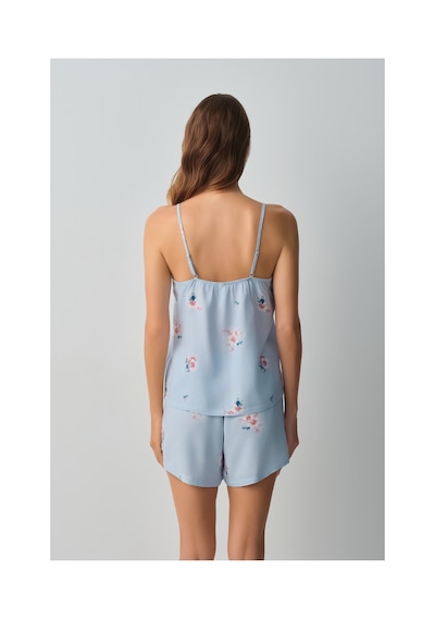 Suwen Bliss Atlet Şort Pijama Takımı Wsh10910022348 Mavi