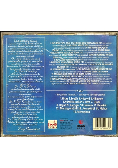 Plak Değildir Cd Dir Cd Bir Şarkıdır Yaşamak 6 Rast Cd