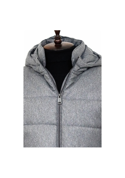 Wessi Slim Fit Kapüşonlu Gri Erkek Şişme Mont Gri
