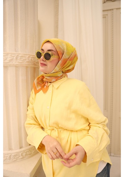 Silk Home Olinda İpek Eşarp 47001-19 Kavuniçi, Sarı, Beyaz, Bej, Taş