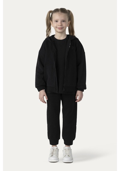 Unisex Çocuk Fermuarlı Siyah Sweatshirt 17013617