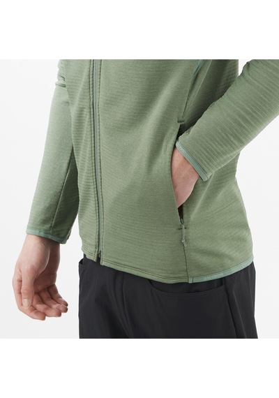Salomon Essentıal Lıghtwarm Erkek Tam Fermuar Polar Laurel Wreath Lc2111300 Yeşil