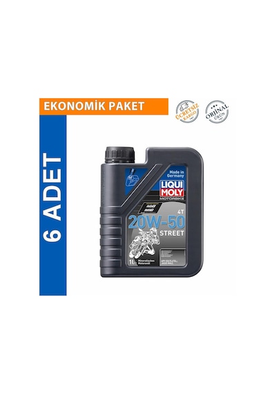 Liqui Moly 20W-50 4t Basic Street 1 L Motosiklet Yağı (6 Adet) (