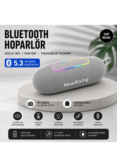 Rgb Ledli Ipx7 Su Geçirmez Özellikli Fm Radıo Tf Kart Destekli Taşınabilir Bluetooth Hoparlör