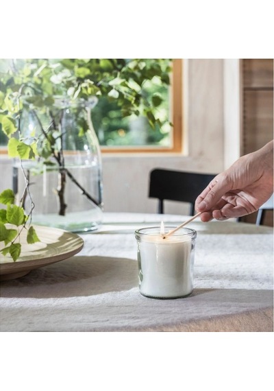 Ikea Adlad Cam Kaplı Kokulu Mum 8 X 8,5 Cm Ağaçsı Beyaz