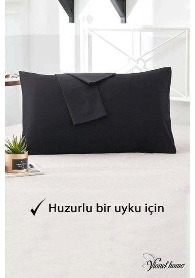 Vionel Home Pamuklu 2'li Kapaklı Yastık Kılıfı 50x70 Cm - Yumuşak Ve Nefes Alabilir Siyah Genel