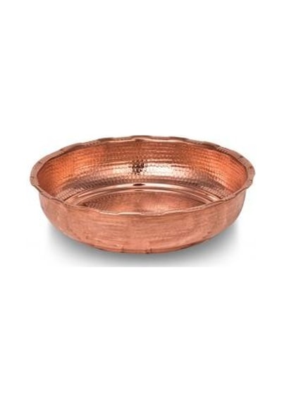 Turna Bakır Kurnacı Hamam Tası 20 CM Makine İşleme Kırmızı Turna Gümüş