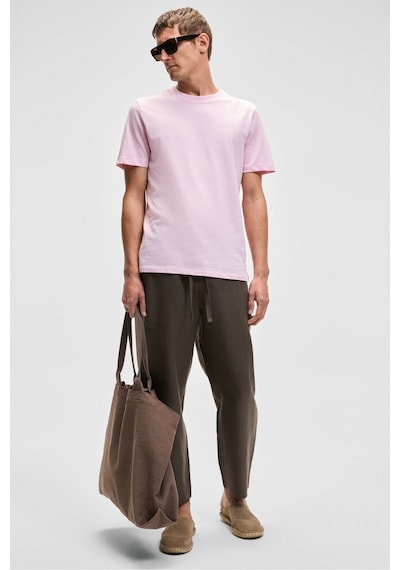 Grımelange Mocassın Erkek %100 Pamuk Relaxed Fit Yuvarlak Yaka Kısa Kollu Pembe T-shirt