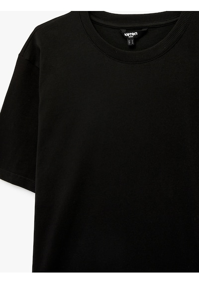 Koton Regular Fit Bisiklet Yaka Pamuklu Basic Kısa Kollu Tişört Siyah 6sam10011mk
