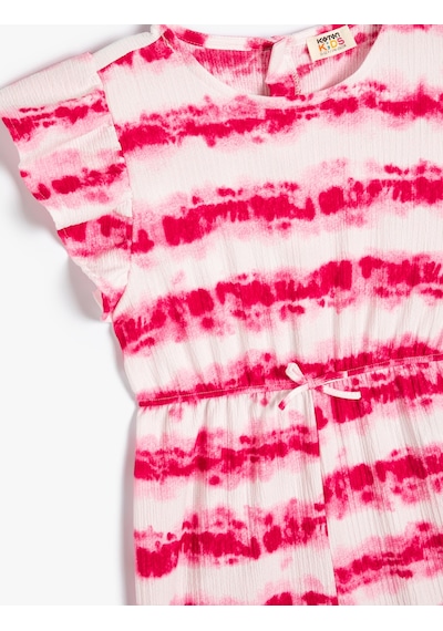 Koton Batik Tulum Yuvarlak Yaka Kolsuz Fırfırlı Pembe Desenli 4skg80012ak Pembe Desenli