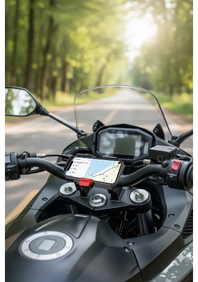 Universal Motosiklet Telefon Ve Gps Navigasyon Tutacağı Kablosuz Hızlı Şarjlı Çift Usb Girişli Siyah