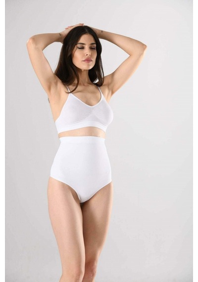 Miss Fit Kadın Silikonlu Ekstra Yüksek Bel Dikişsiz String Korse-beyaz Beyaz