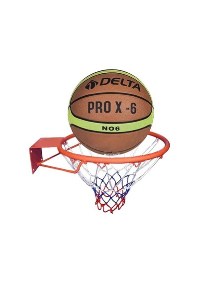 Delta Basketbol Çemberi No6 PRO-X Basketbol Topu Basketbol Filesi Üçlü Set