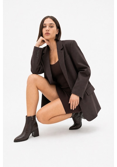 Luvi Shoes Lynda Kahverengi Baskı Kadın Kalın Topuklu Bot