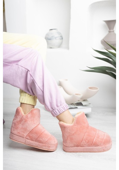 N Moda Kadın Panduf Ev Botu Ev Ayakkabısı Kalın Hafif Taban Pembe