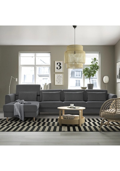 Ikea Gri Lüks Kanepe - Uzanma Koltuklu 4'lü Kanepe
