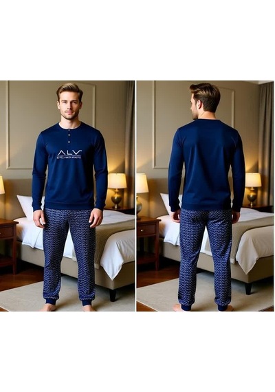 Bonbon Erkek Pamuklu Lacivert Renk Pijama Takımı Al001 Lacivert