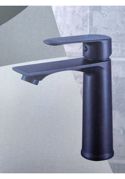 İsaoğlu Yapı Siyah Lavabo Bataryası Mat Siyah Yüksek Model Lavabo Armatür Siyah
