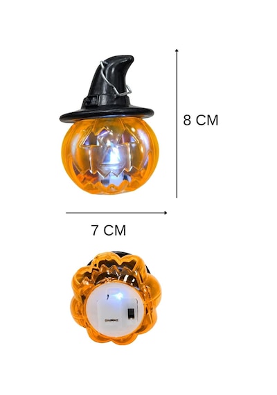Cadı Şapkalı Led Işıklı Balkabağı Mini Fener 8 X 7 Cm Halloween Cadılar Bayramı Dekoru Tüm Yaşlar