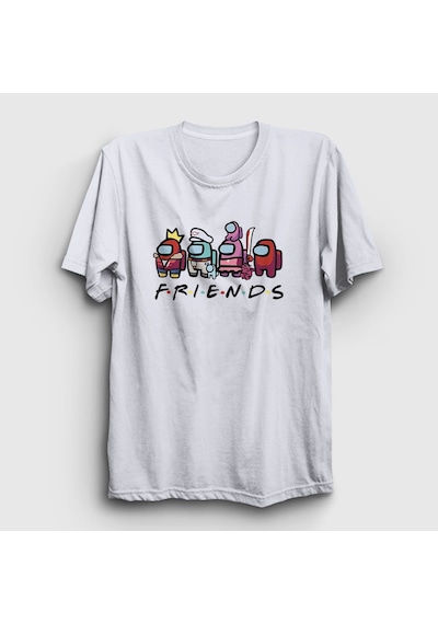 Presmono Unisex Friends Among Us T-shirt Beyaz