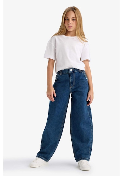 Defacto Koyu Mavi Kız Çocuk Jean Pantolon F7166a8/nm34 KOYU MAVİ