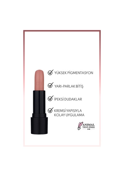 Note Cosmetique Deep Impact Lipstick Kremsi Dokulu Yarı Parlak Ruj 03 Confident Rose - Nude