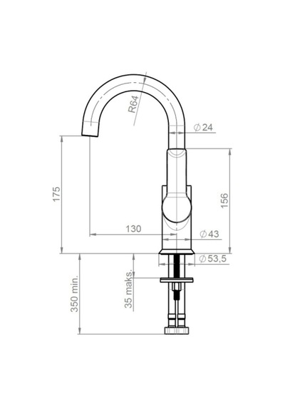 Nsk Alamera Pro N4017402 Kuğu Lavabo Bataryası Krom Gri