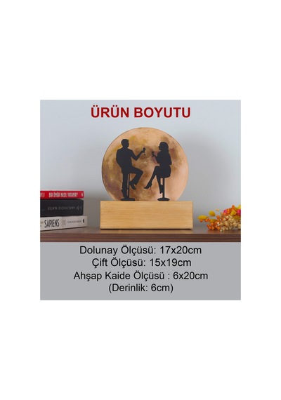 Led Işıklı Pleksi Dolunay Kişiselleştirilebilir Dekoratif Biblo Date Sevgili Anahtar Askılığı Sarı - 737330846