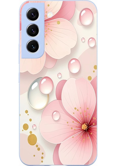 Samsung Galaxy S22 Uyumlu Damlalı Çiçekler Baskılı Silikon Kılıf Renkli