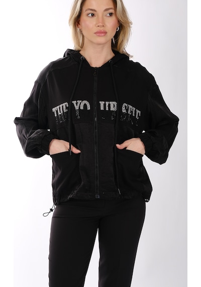 Ysatis Oversize Kapüşonlu Minimalist Kadın Ceket - Günlük Kullanım Siyah