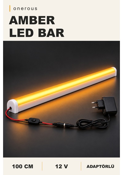 Onerous 100 Cm 12v Amber Led Bar, Anahtarlı, Adaptörlü Turuncu