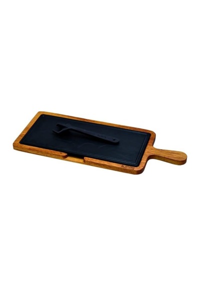 Lava Ahşap ve Döküm Demir Hot Plate Servis Tahtası 17 x 37 CM