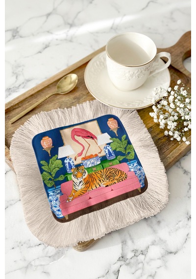 Lüks Kaplan Desenli Saçaklı Sunum Peçetesi - Flamingo Retro Lacivert Pembe Bardak Altlığı Mendil Soluk Toprak Fu Şya Lüks Kaplan Desenli Saçaklı Sunum Peçetesi - Flamingo Retro Lacivert Pembe Bardak Altlığı Mendil Soluk Toprak Fu Şya