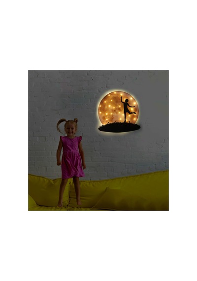Kişiselleştirilebilir Led Işıklı Epoksi Cam Katmanlı Tablo Zoey Dolunay Sarı - 738149267 Sarı
