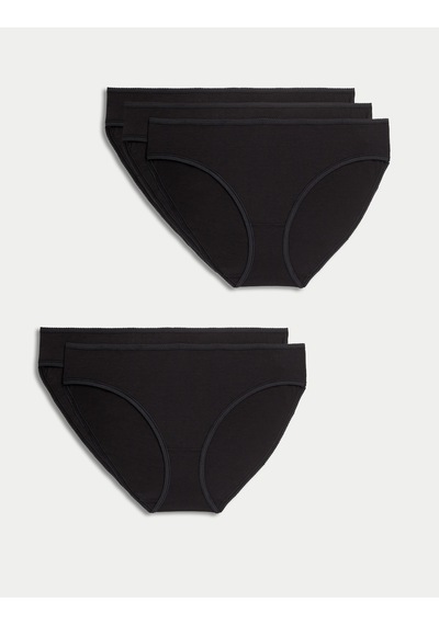 Marks & Spencer 5'li Saf Pamuklu Bikini Külot Seti T61008800N Siyah